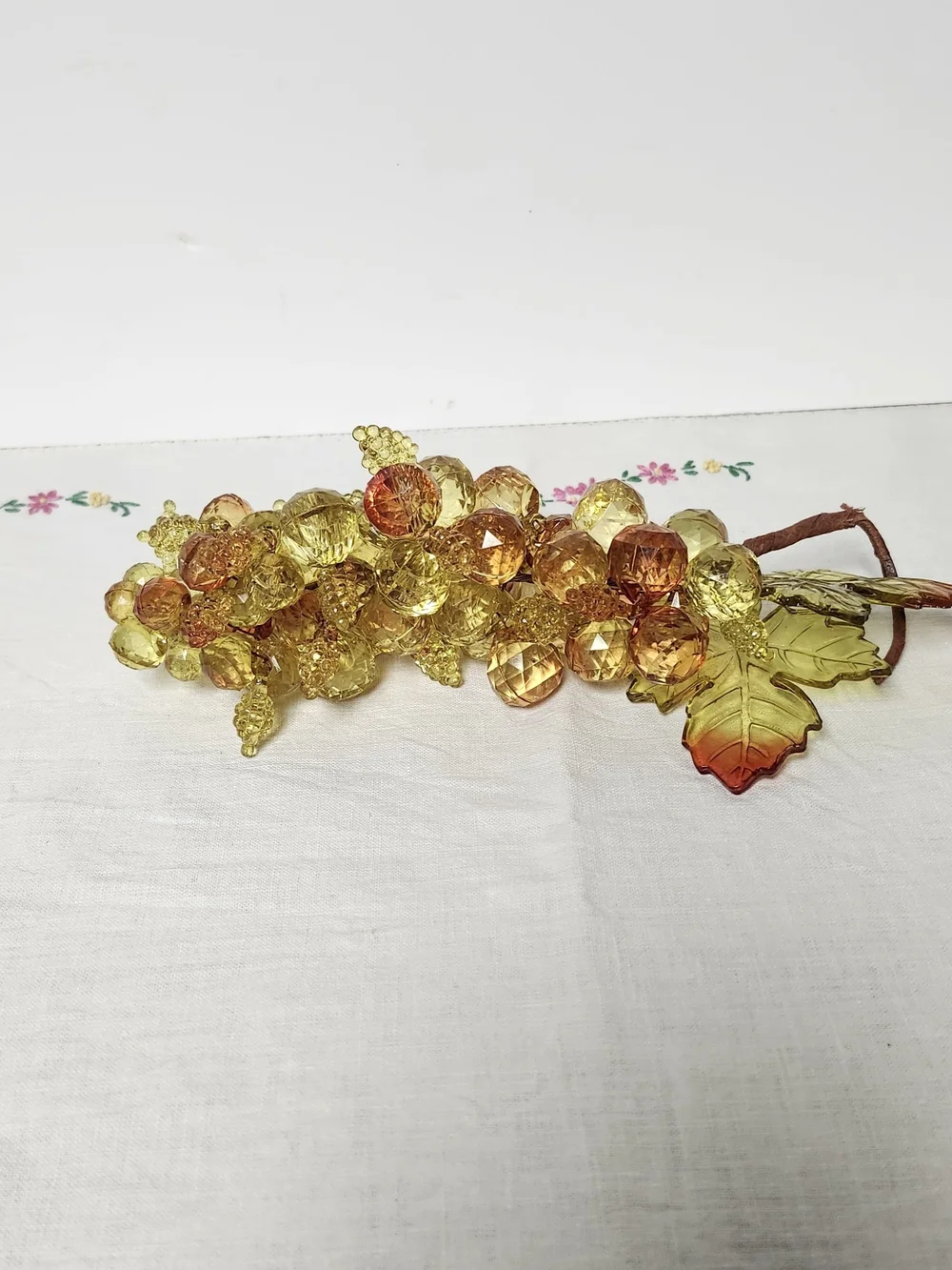 Vintage Faceted Lucite Acrylic 8”Glass Grape Cluster Table Accent